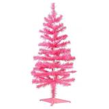 Artificial Tinsel Tree, 3 Ft, Pink, Unlit