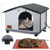 Insulated Heated Outdoor Cat House- Elevated, Appr