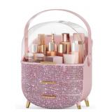 Bling Makeup Organizer, Clear Dome Top, 2 Drawer,