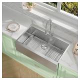 30" Stainless Steel Farmhouse Sink,16 Gauge T304,