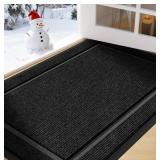 Entry Mat, 36x24", Black, Rubber Backing