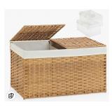 Rattan Woven Storage Basket With 2 Separate Lids,