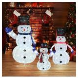 3 Pc Pre-Lit Christmas Snowman Family, 270 LED 3D,