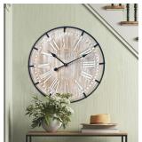 24" Large Farmhouse Wall Clock, Rustic Antique Wo