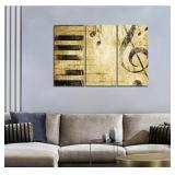 Set of 3 Music Note Wall Art- Canvas, Piano Keys,