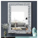 Crystal Crushed Diamond Rectangle Mirror- Silver,