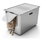 Stainless Steel Litter Box With Lid & Door XL High
