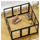 Jalove 12 Pc Dog Playpen, Black Frame/Clear Side,