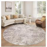 8 Ft. Round Area Rug, Low Pile, Non-Slip Backing,