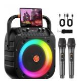 Karaoke Machine, Portable, Bluetooth With 2 Wirele