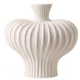 7.48" White Rustic Ceramic Farmhouse Flower Vase