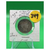 1904-P Liberty Head Quarter 13 Stars Fine