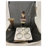 3 Pcs - Small Corded Table Lamps & Fox Statue