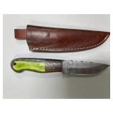 Handmade Damascus Steel Knife in Leather Sheath