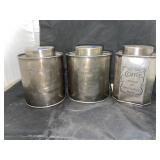 3 - Metal Sugar/Tea/Coffee Tins