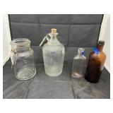 4 Pcs- Assorted Glass Jars - Amber & Clear