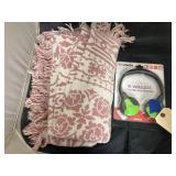 Wireless Headphones NIP & Throw Blanket
