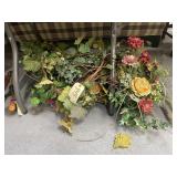 3 Pcs - Faux Greenery - Wreath - Tin w/Bouquet