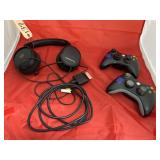 2 Xbox Game Controllers & Headset