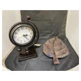 Table Clock & Footed Leaf Tray