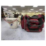 Fishing Tackle in Styrofoam Bucket & Bag