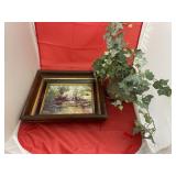 Framed Wall Art & Vase w/Faux Ivy