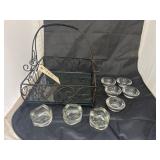 Metal/Glass Basket w/Condiment Cups