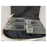 4 - Glass Party Trays w/Cups