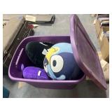 Assorted Stuffies in Purple Tote w/Lid - Bluey