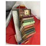 Metal Tray w/Assorted Hardback Books