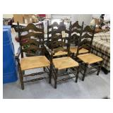 5 Pcs - Wood Chairs w/Wicker Seat