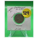 1954-S Jefferson Nickel Fine