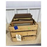 Wooden Crate w/Assorted Pic Frames