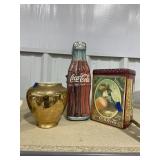 2 - Vintage Coca Cola Tins & Ceramic Vase