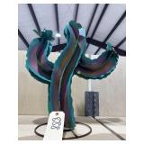 Metal Painted Yard Art Cactus 23"