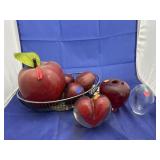 Metal Basket w/Plastic Apples & Glass Dï¿½cor