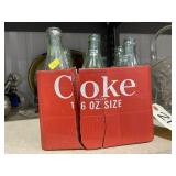 6 Pcs - Vintage Coca Cola Bottles in Crate as is