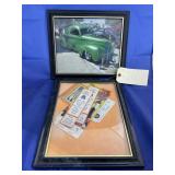Framed Ticket Stubs & Framed Vintage Car
