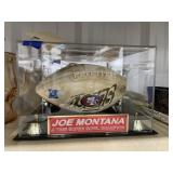 Signed Joe Montana Football in Plastic Display