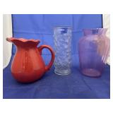 3 Pcs - Glass Vases & Pitcher