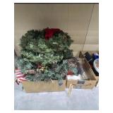 Box of Assorted Wreaths & Box of Vases