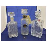 3 - Glass Decanters w/Stoppers