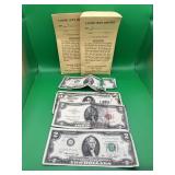 1928 $5 Bill, 1963 Red Seal $2, 2 1976 $2 bills