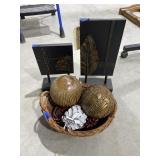 Basket w/Decorative Orbs & Metal Dï¿½cor