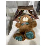 Teddy Bear w/Rustic Wine Rack