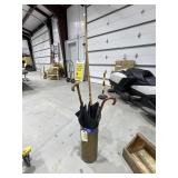 Brass Umbrella Stand w/Cane - Pool Stick