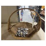 Wicker Basket w/Assorted Collector Spoons