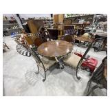 Wooden Dining Table 44"Dia w/4 Iron Chairs