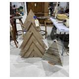 2 - Wooden Christmas Trees 43"H & 24"H