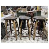 3 - Wooden Bar Stools 31"H